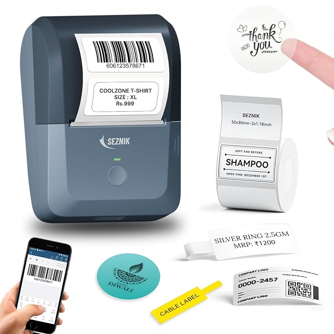 Tej Bluetooth Mini Thermal Label Printer for Business Office Home Students | Inkless Thermal | Mobile, Desktop Compatible | 58 mm (2 inches) | 1 Year Warranty (Tej Label Printer)