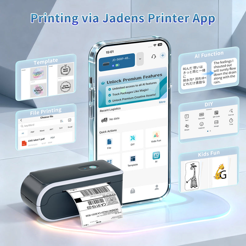 JADENS 568P Battery Powered Thermal Printer thumbnail Image 5