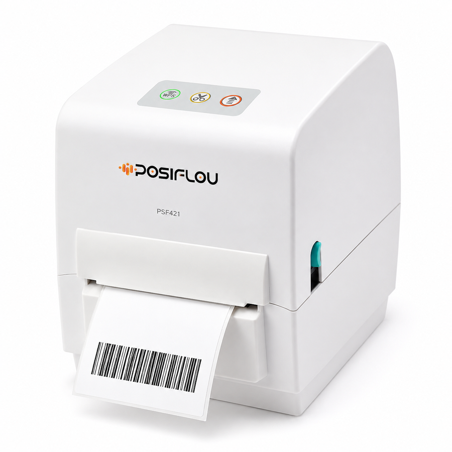 POSIFLOW (PSF421) Thermal Label Printer for Business Office Home | Inkless Thermal | Mobile, Desktop Compatible (ShipMax (4-Inch Label+Receipt Transfer Label Printer))