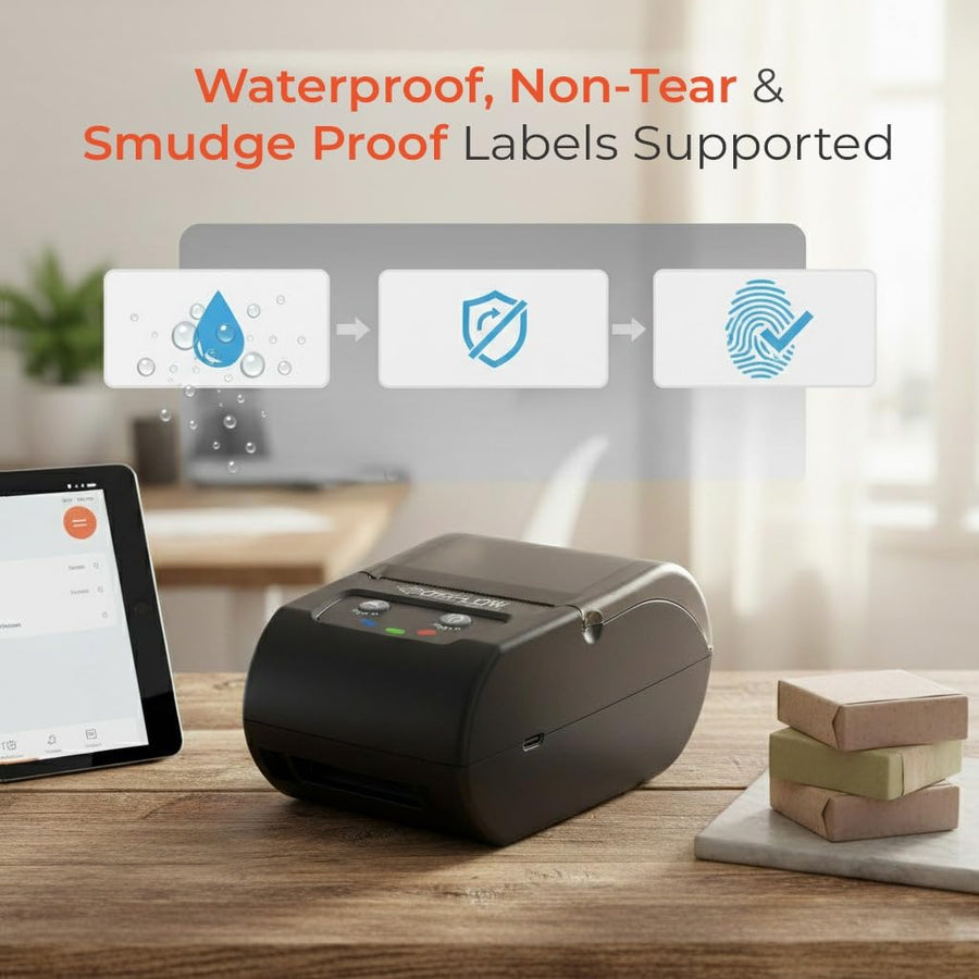 POSIFLOW 58D Portable Bluetooth & USB Thermal Label and Receipt Printer (2-Inch / 58mm) | Inkless Billing & Barcode Printer for Retail & Mobile Use | Includes 1000 Labels thumbnail Image 4