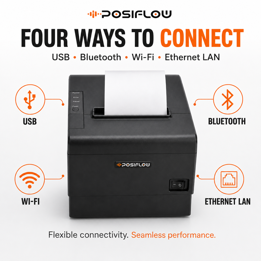 POSIFLOW 710UEWB- 80mm Thermal Receipt Printer with Auto Cutter (USB+WiFi+BLUETOOTH+LAN) thumbnail Image 3