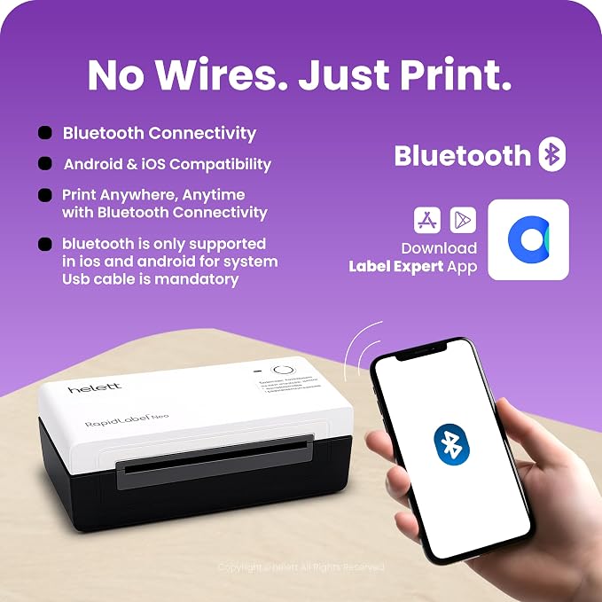 helett® RapidLabel™ Neo Bluetooth + USB 4×6 Thermal Shipping Label Printer thumbnail Image 4