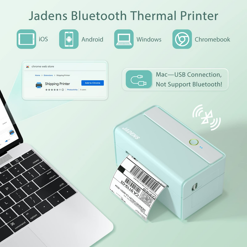 JADENS 468BT 4X6'' Thermal Shipping Label Printer Kit thumbnail Image 4
