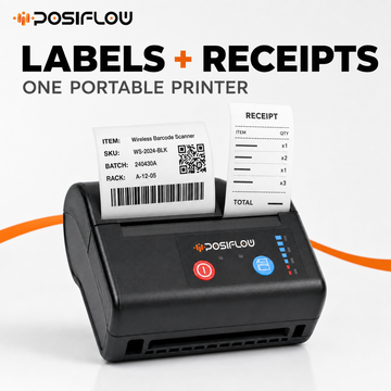 POSIFLOW (PSF80H) 80mm - 3 Inch Portable Bluetooth Barcode Label + Receipt Printer with 250 Labels thumbnail Image 2