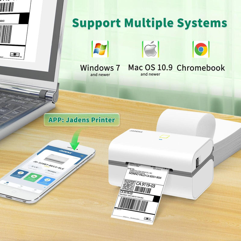 JADENS 328BT Bluetooth Shipping Label Printer White for 3x5 inch labels & smaller size thumbnail Image 3