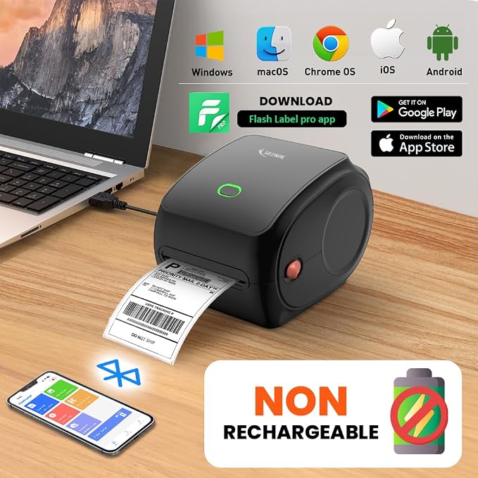 Shakti Shipping Label Printer | 4×6 Label & Adjustable Label Size Print | Bluetooth, USB Connect| Inkless Thermal | Print from Mobile, Laptop| Does Not Support Seller Flex | 1Year Warranty thumbnail Image 4