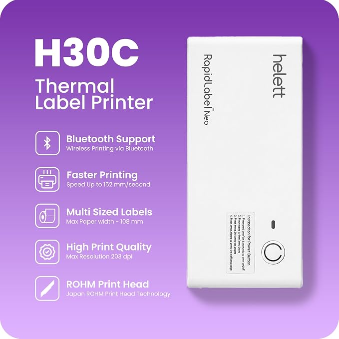 helett® RapidLabel™ Neo Bluetooth + USB 4×6 Thermal Shipping Label Printer thumbnail Image 2