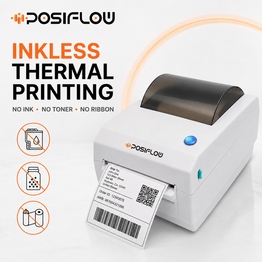 POSIFLOW (CD410) 100mm Bluetooth Barcode Label + Receipt Printer with Free 200 Labels thumbnail Image 4