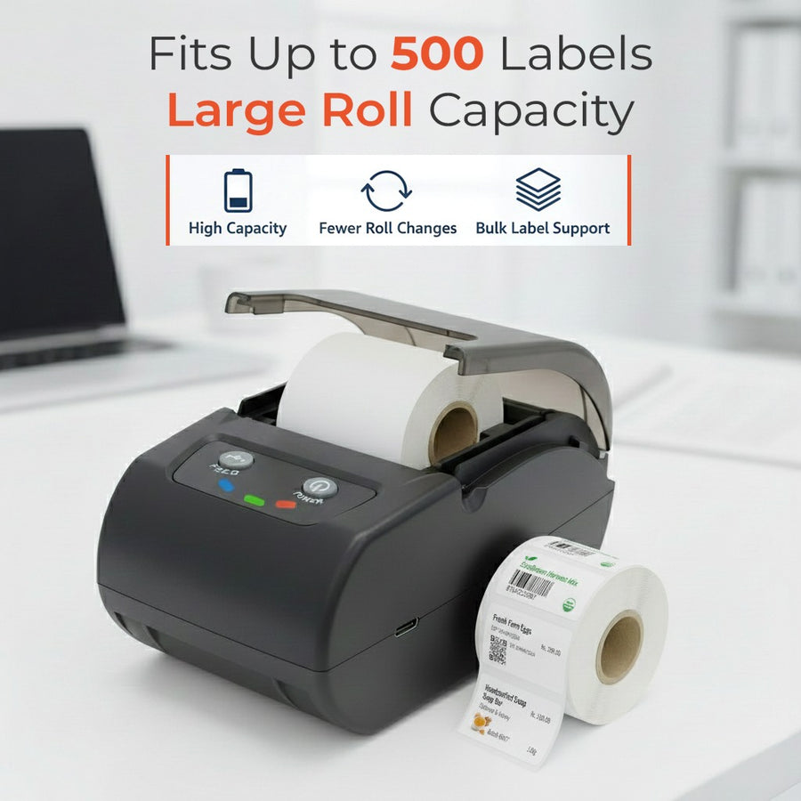POSIFLOW 58D Portable Bluetooth & USB Thermal Label and Receipt Printer (2-Inch / 58mm) | Inkless Billing & Barcode Printer for Retail & Mobile Use | Includes 1000 Labels thumbnail Image 2