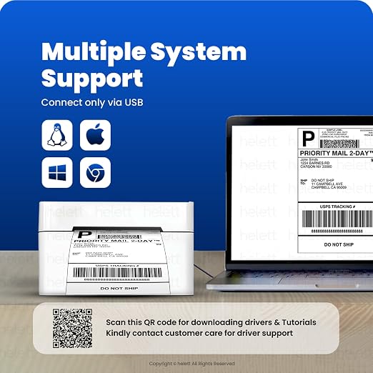 Helett HE480 Wireless(Bluetooth+USB)Thermal Label Printer thumbnail Image 5