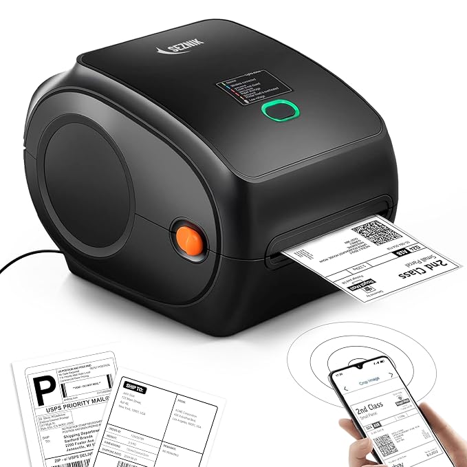 Shakti Shipping Label Printer | 4×6 Label & Adjustable Label Size Print | Bluetooth, USB Connect| Inkless Thermal | Print from Mobile, Laptop| Does Not Support Seller Flex | 1Year Warranty