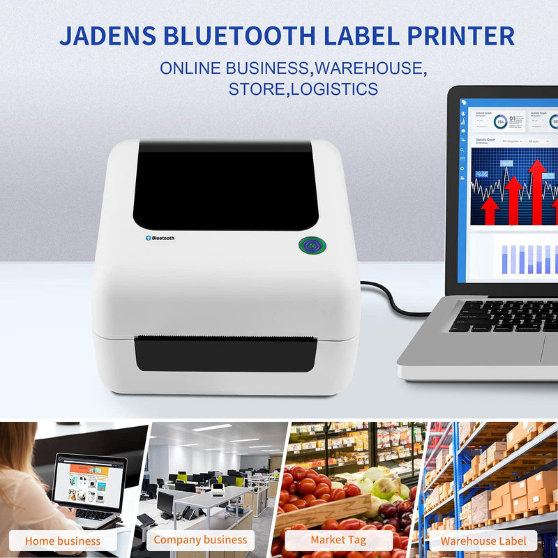 JADENS 168BT Classic White Wireless Shipping Label Printer thumbnail Image 2