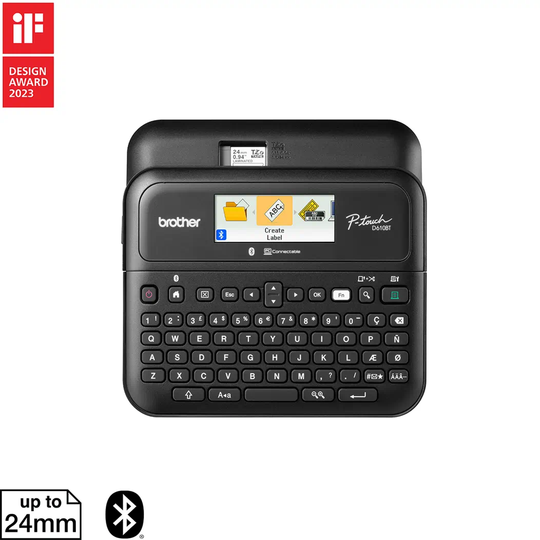 Desktop PC and Bluetooth® Wireless Connectable Label Printer with Colour LCD Display(PT-D610BT)