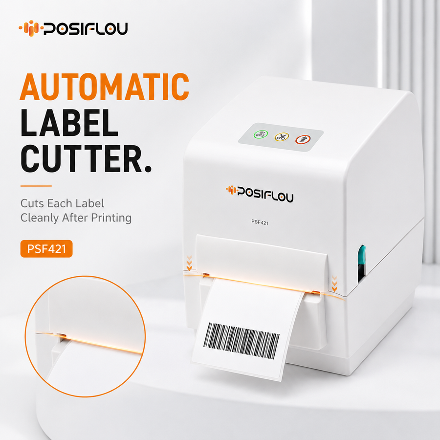 POSIFLOW (PSF421) Thermal Label Printer for Business Office Home | Inkless Thermal | Mobile, Desktop Compatible (ShipMax (4-Inch Label+Receipt Transfer Label Printer)) thumbnail Image 2