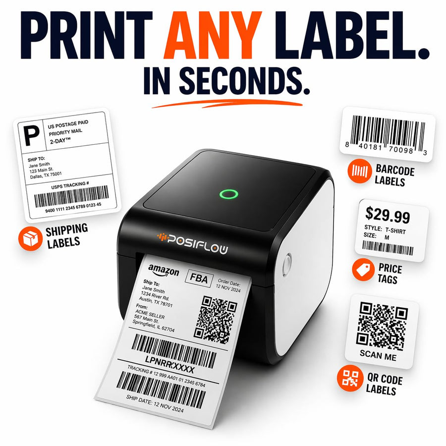 POSIFLOW (PSF423)Thermal Label Printer for Business Office Home | Inkless Thermal | Mobile, Desktop Compatible (ShipLite(4-Inch Label Printer)) thumbnail Image 2
