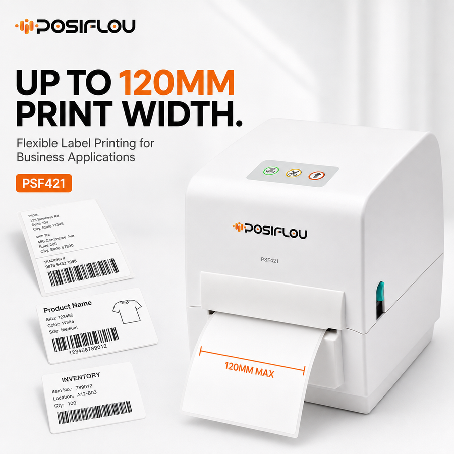 POSIFLOW (PSF421) Thermal Label Printer for Business Office Home | Inkless Thermal | Mobile, Desktop Compatible (ShipMax (4-Inch Label+Receipt Transfer Label Printer)) thumbnail Image 5