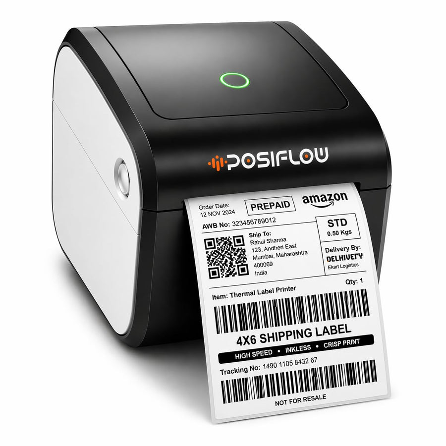 POSIFLOW (PSF423)Thermal Label Printer for Business Office Home | Inkless Thermal | Mobile, Desktop Compatible (ShipLite(4-Inch Label Printer))
