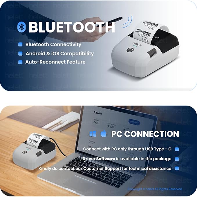 helett® H65C Portable Bluetooth Thermal Label Printer thumbnail Image 4