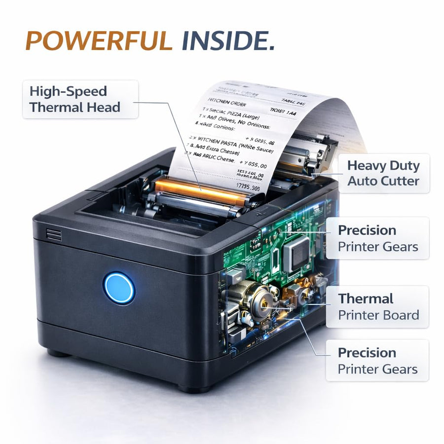 POSIFLOW KP307 (80mm Auto Cutter) POS Printer with USB, Bluetooth, WiFI & Lan Interface for Easy Connectivity thumbnail Image 2