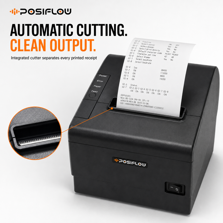 POSIFLOW 710UEWB- 80mm Thermal Receipt Printer with Auto Cutter (USB+WiFi+BLUETOOTH+LAN) thumbnail Image 4