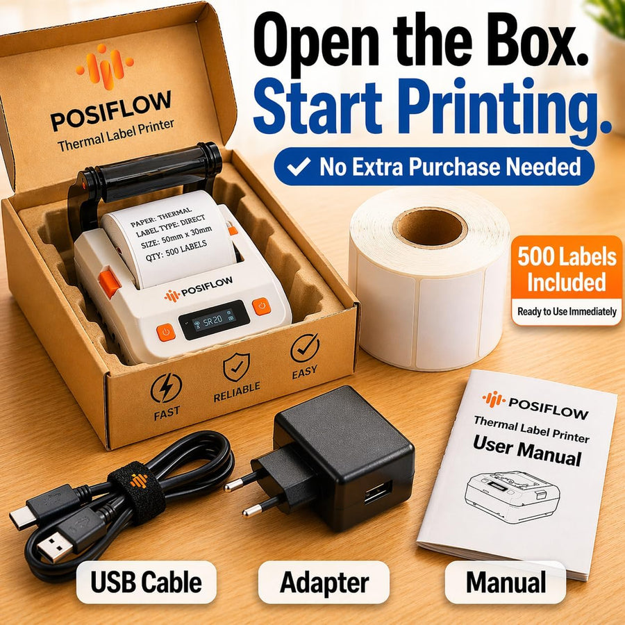 POSIFLOW PSF-20 Inkless Thermal Portable Printer | Barcode & Label Printer for Shops & Retail Use thumbnail Image 5