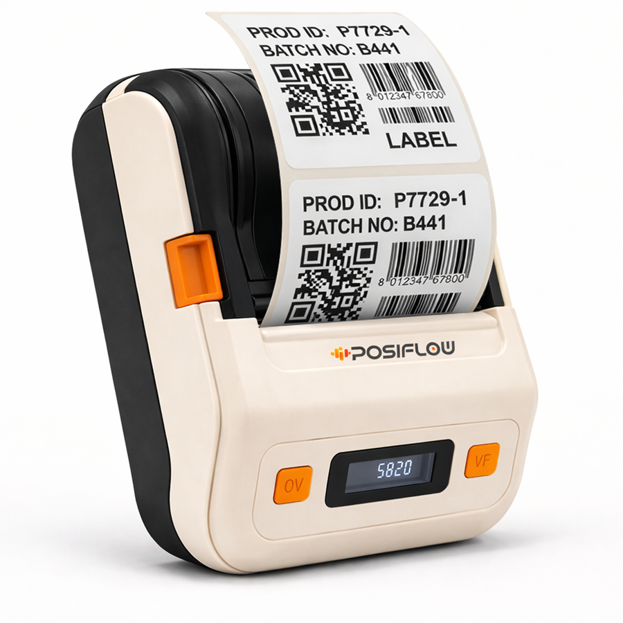 POSIFLOW PSF-20 Inkless Thermal Portable Printer | Barcode & Label Printer for Shops & Retail Use