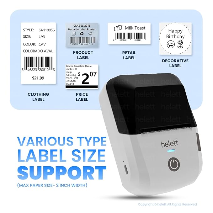helett® H65C Portable Bluetooth Thermal Label Printer thumbnail Image 3