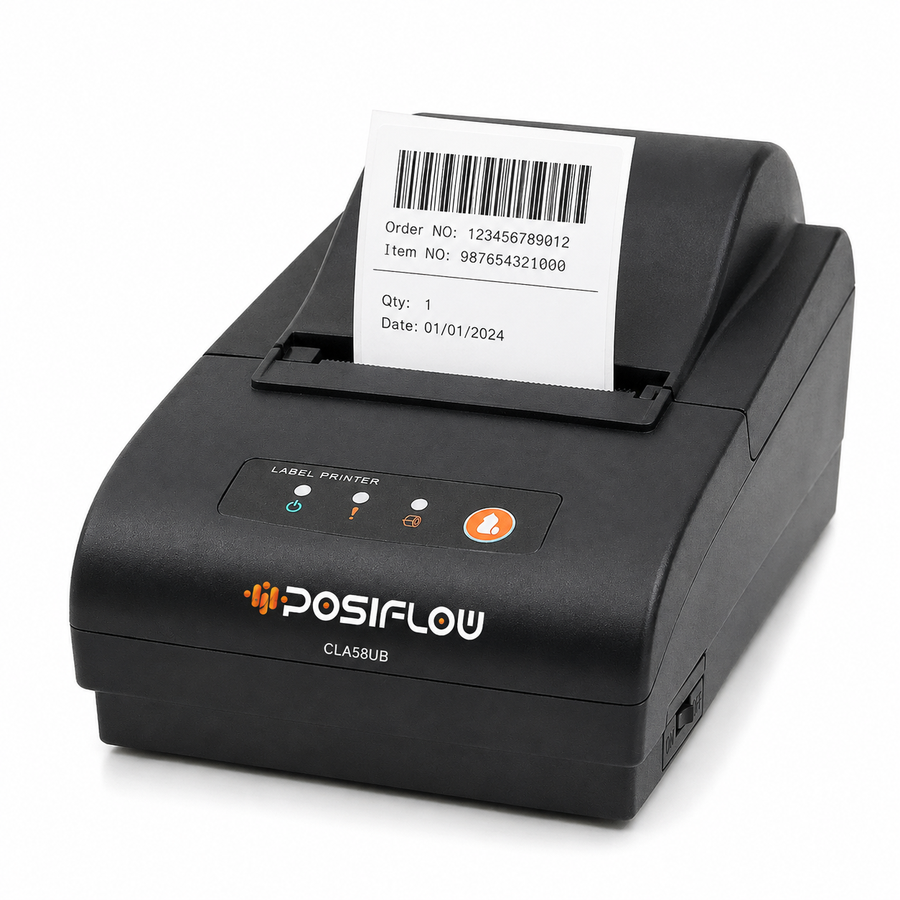 POSIFLOW 58Mm (2Inch) Thermal Label + Receipt Printer Desktop Printer with Bluetooth (500 Labels Free)