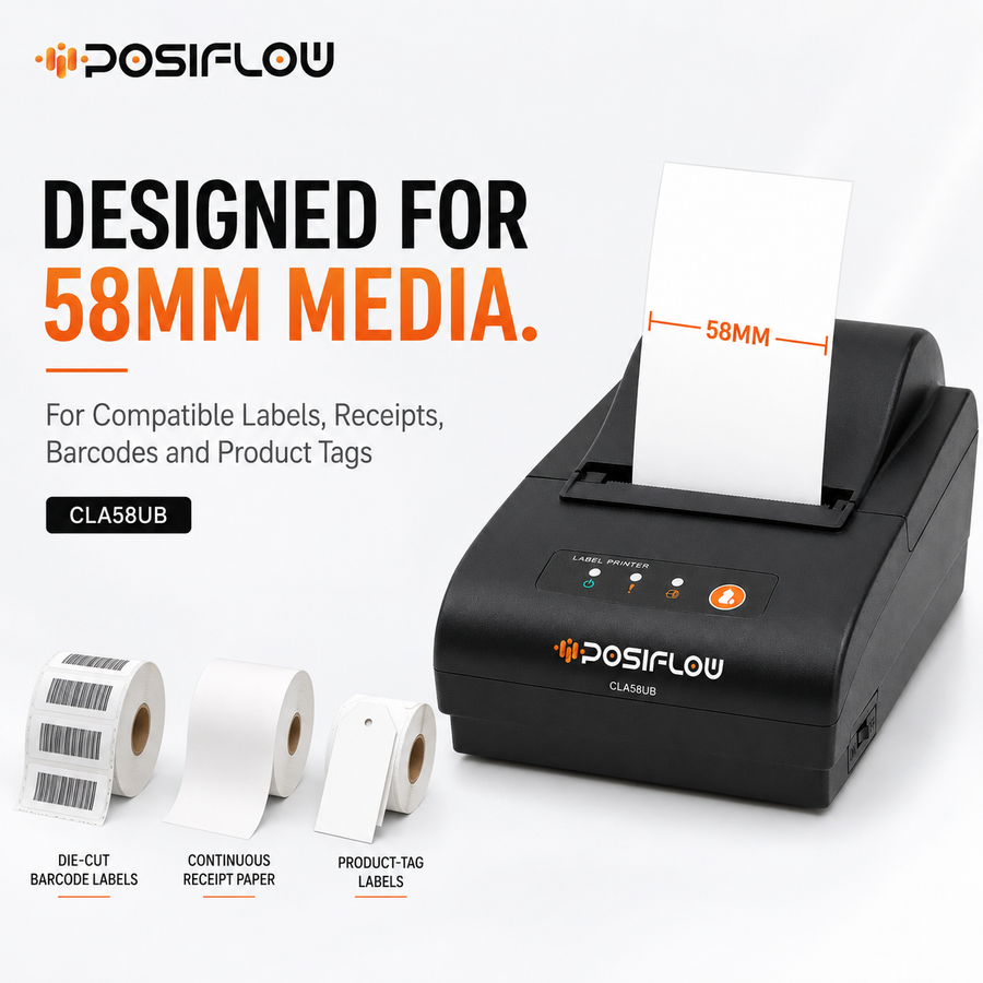 POSIFLOW 58Mm (2Inch) Thermal Label + Receipt Printer Desktop Printer with Bluetooth (500 Labels Free) thumbnail Image 5